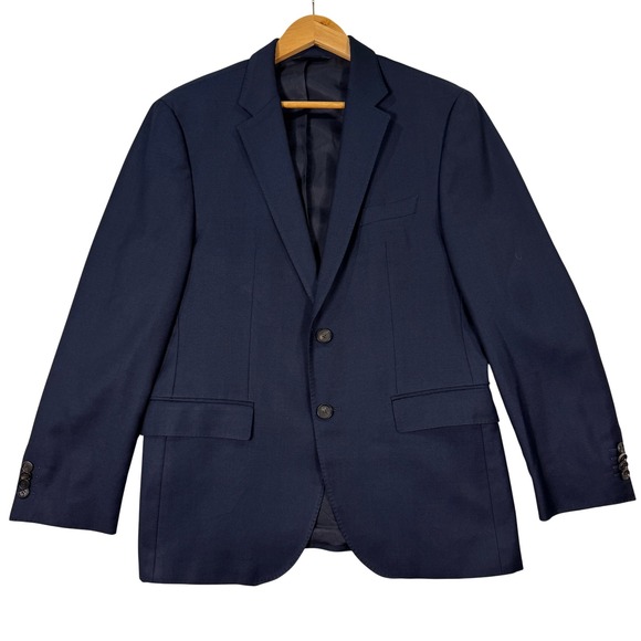 HUGO BOSS Mens 38S Navy Blue Wool Blazer Sport Coat Lightweight Preppy Casual